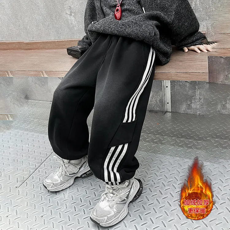 儿童装男童冬季一体加绒裤子2025新款中大童秋冬款加厚运动裤卫裤