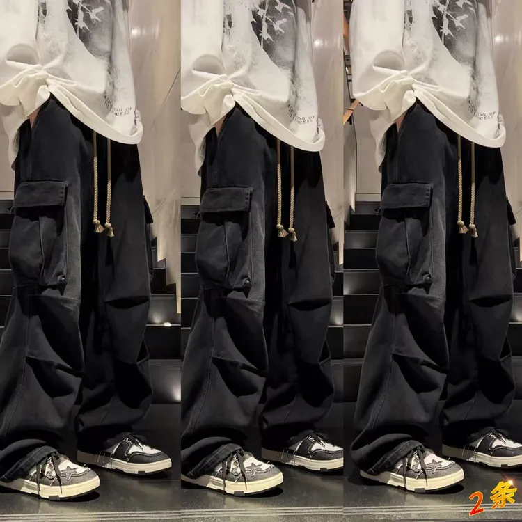 牛仔裤男款爆款2025新款直筒宽松男士美式复古美式工装青少年裤子