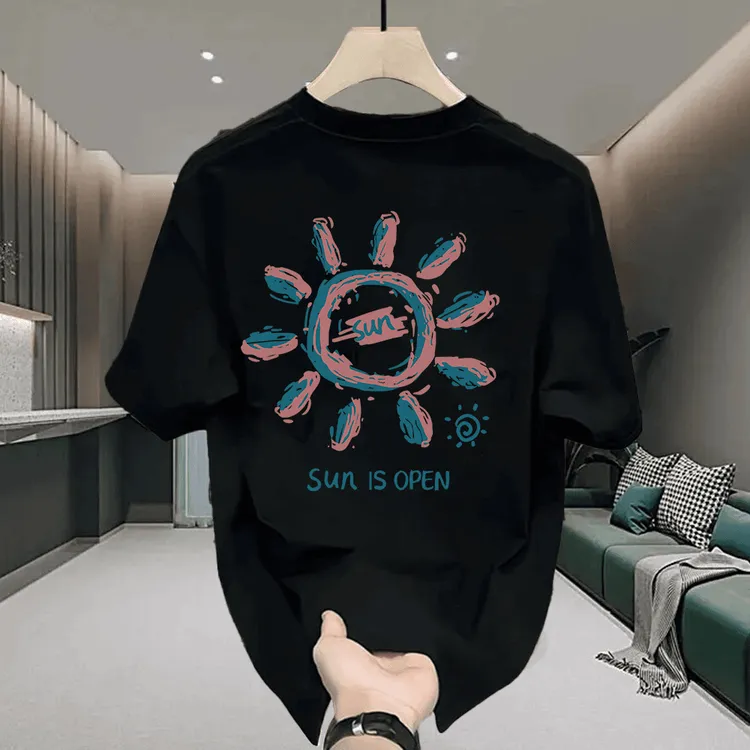 重磅短袖T恤休闲潮流男女款夏季ins白搭圆领上衣潮百搭男半袖