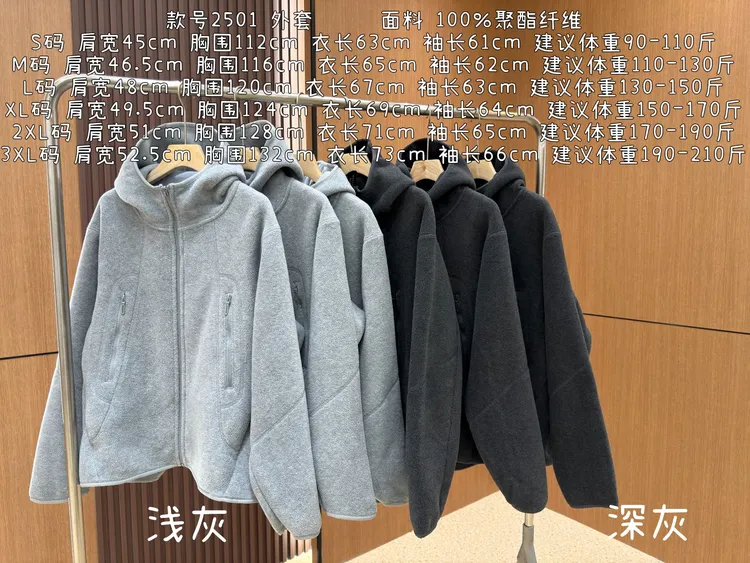 重磅双面摇粒绒立体裁剪冬季加厚防风保暖衣男女同款时尚-2501