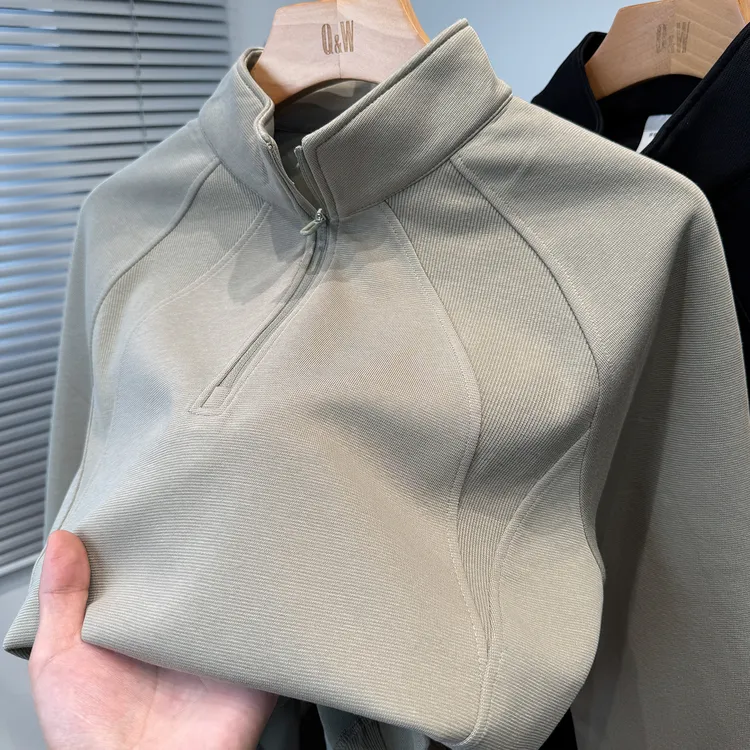 重磅加厚半拉链立领长袖卫衣男秋冬新款拼接潮流百搭高品质上衣潮