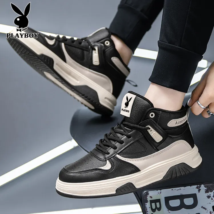 花花公子男士高帮鞋2025爆款冬季爆款韩版休闲百搭潮流男款板鞋