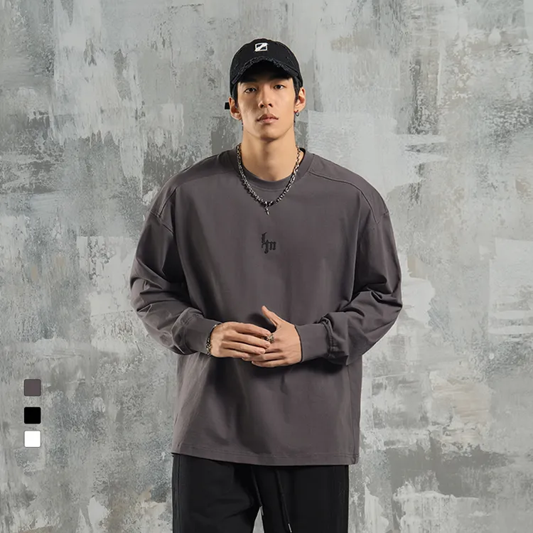 鹿神同款【肩宽膨胀T】宽松休闲百搭大码打底男美式运动健身T恤长袖