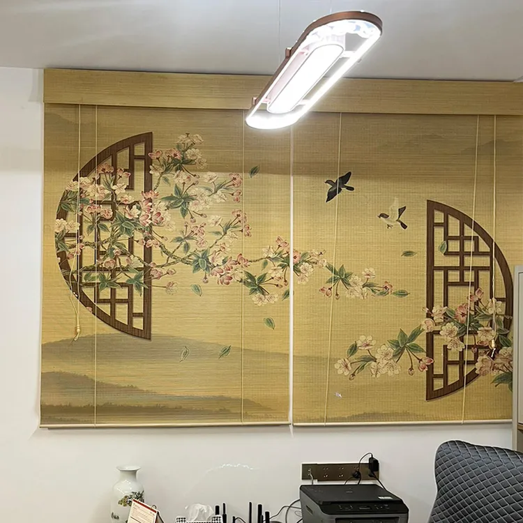 竹帘窗帘卷帘隔断帘遮光帘遮阳帘拉帘屏风帘国风茶室阳台装饰帘