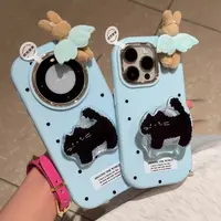 适用iPhone16/15promax猫猫支架小兔diy手机保护壳小米15/14新款