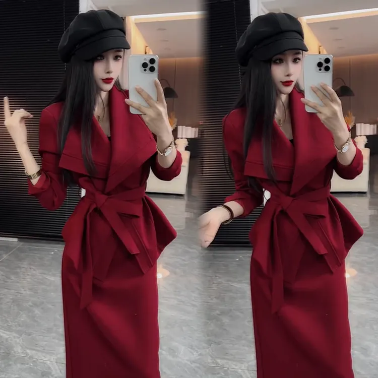 2025秋季新款时尚显瘦气质网红高档套装女高级宽松大码裙子两件套