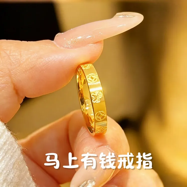 钛钢戒指 原创设计指环复古情侣可马年戒指钛钢高保色光面戒指