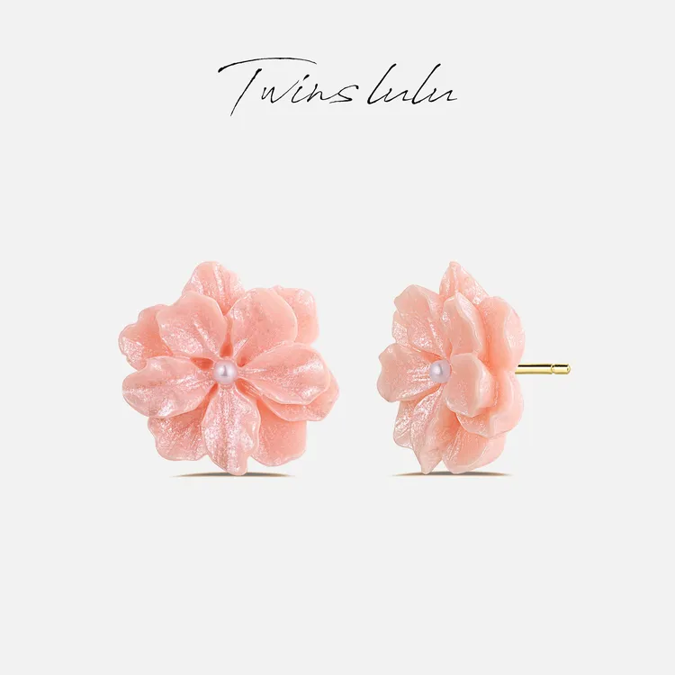 TWINS LULU流光风秋上新 日系甜美温柔栀子花耳环秋上新TSL1756