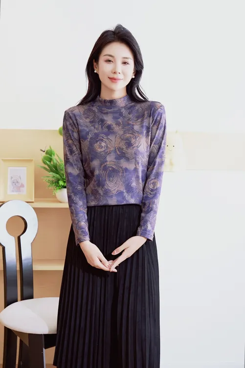 秋冬半高领德绒双面磨毛亲肤女士保暖衫打底衫柔软气质百搭-旋涡