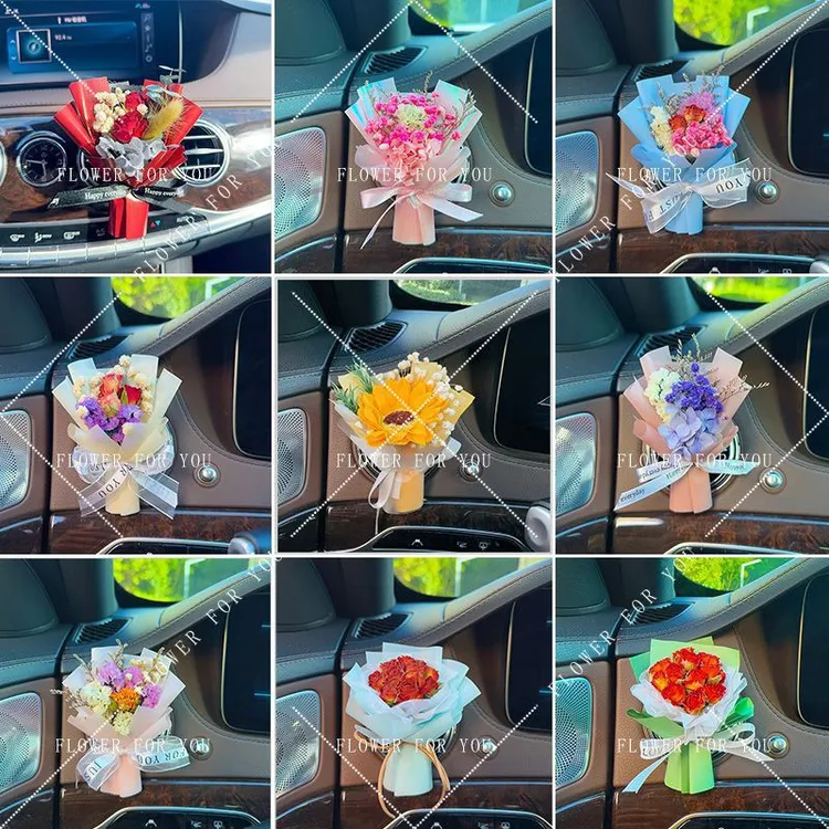 车载香薰空调出风口装饰创意永生花束汽车香薰摆件香氛玫瑰