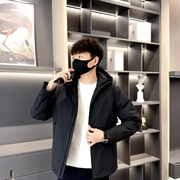 25年新款常规男保暖连帽防风厚款纯色男装休闲百搭冲锋上衣