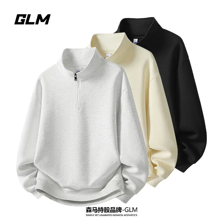 GLM秋季男士情侣卫衣宽松拉链半高领时尚外套百搭打底衫上衣服装