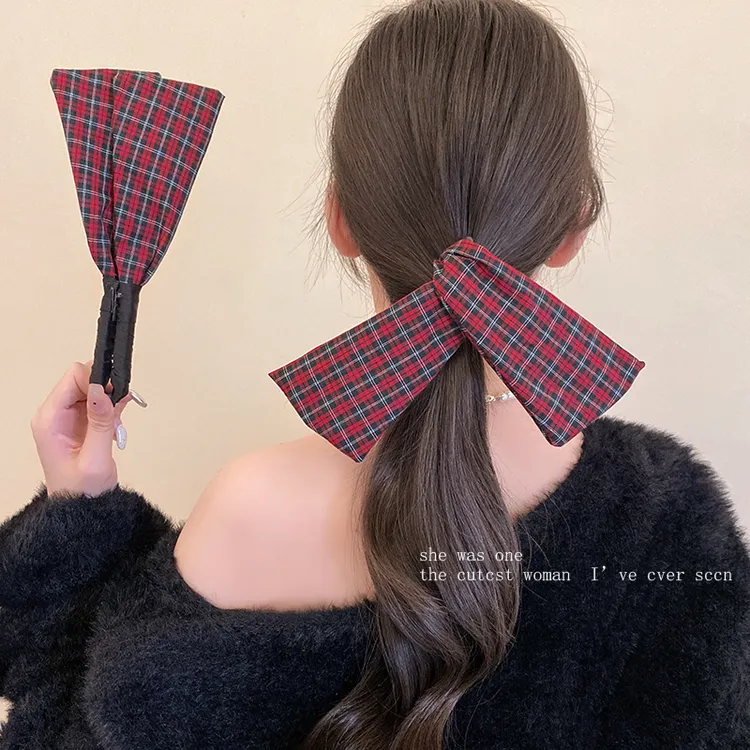 韩系博主同款格纹香蕉夹女后脑勺盘发夹头饰发卡马尾夹竖夹发饰
