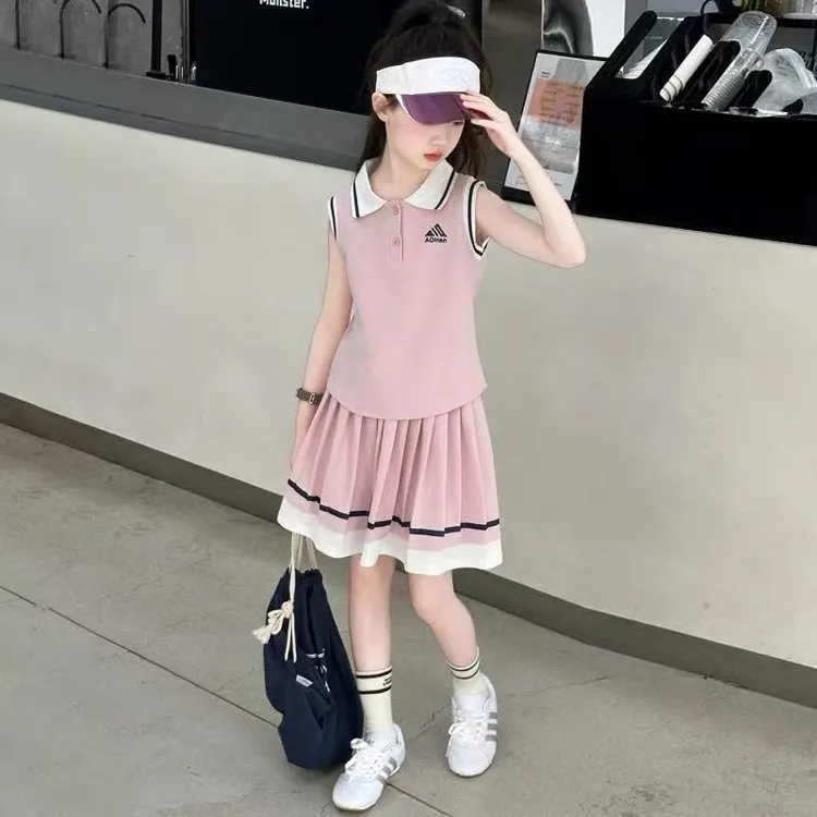 【现货】女童POLO衫运动套装2025夏季新款洋气大童无袖两件套儿童