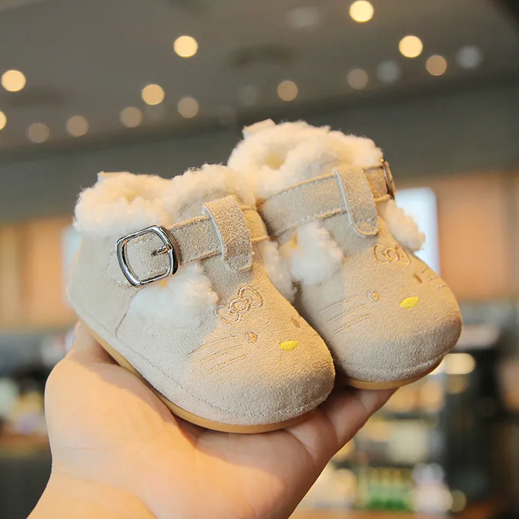 冬季加绒学步棉鞋0-2岁男女宝宝防滑软底软面学步鞋百搭款