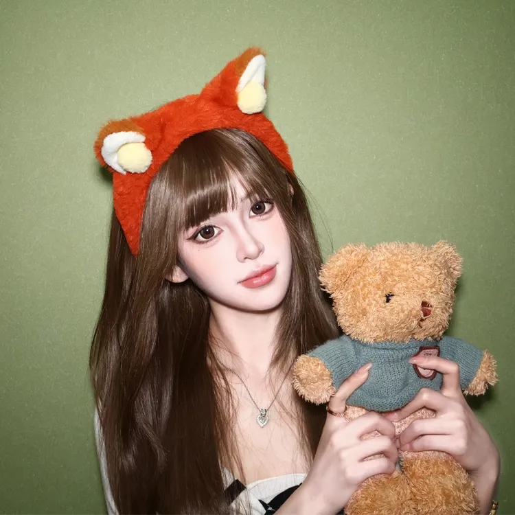 嗲系学妹【呼吸全头套】冷棕色内扣自然高层次齐刘海假发