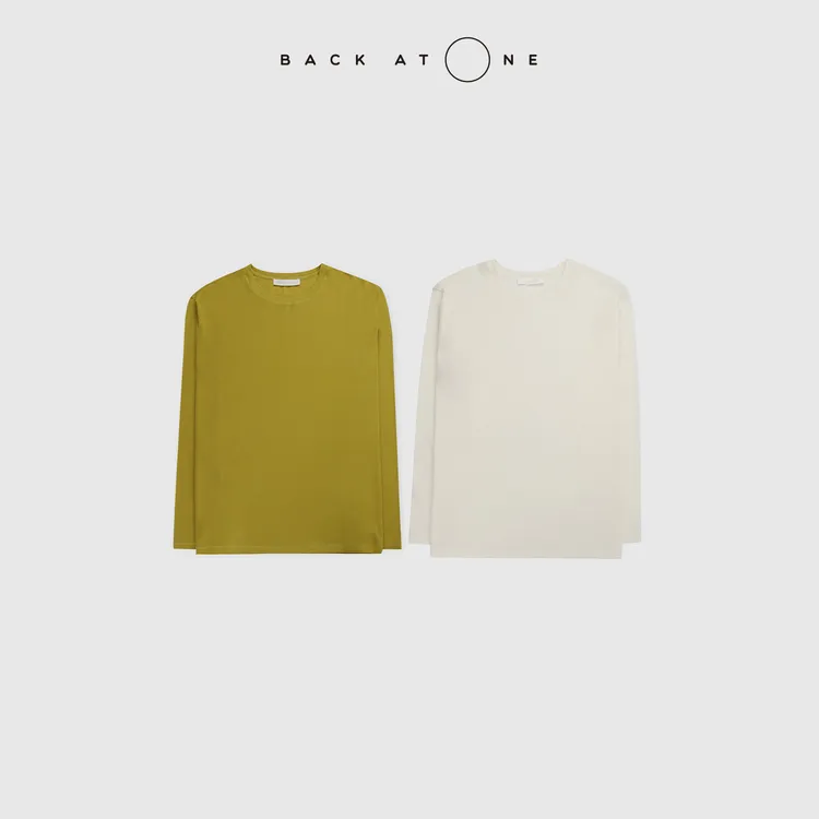 BACKATONE“空谷回音”时尚百搭天丝羊毛圆领长袖T恤 BFF-1BB036C-K