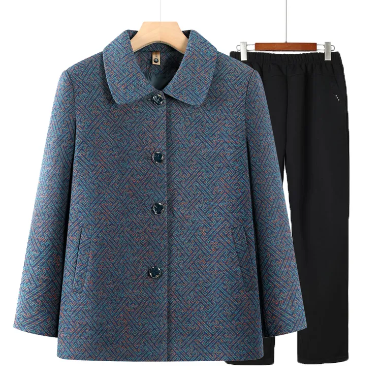 中老年人秋装外套女奶奶新款上衣老太太秋冬加厚妈妈翻领休闲衣服