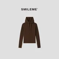SMILEME【秋日余温】“100绵羊毛”韩系慵懒温柔连帽上衣R5376039