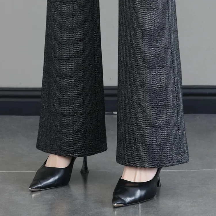 妈妈微喇裤子女今年流行的秋冬羊绒毛呢休闲裤高腰加绒加厚保暖裤