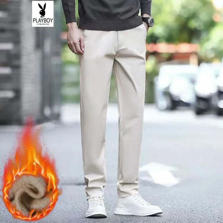 花花公子新款欧美风直筒长裤立体剪裁户外男士新款休闲装