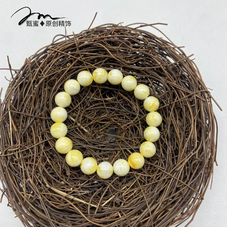 10mm瓷白料圆珠手串手链男女款送女友B02