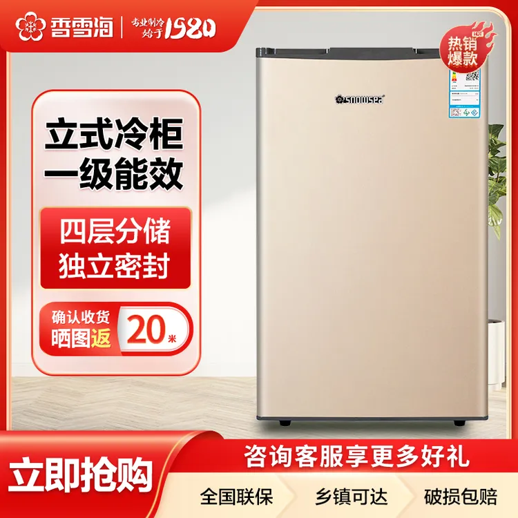 香雪海85升立式冰柜小型冷冻冰柜宿舍家用单门冷冻冰箱