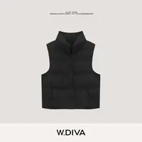 W.Diva【黑羽极光】90鹅绒服简约百搭立领保暖黑钻马甲女53C292545