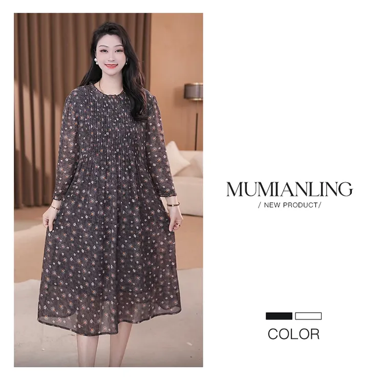 木棉林大码女装2025新款高端显瘦遮肉宽松加大加宽女连衣裙250737