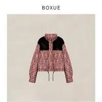 BOXUE“时序”2025秋冬水貂毛皮90鹅绒服红格轻奢外套#251004YR5451