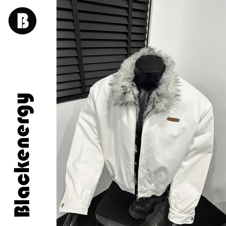 座山雕外套短款立领棉服男冬季加厚保暖大毛领棉衣夹克国潮boxy