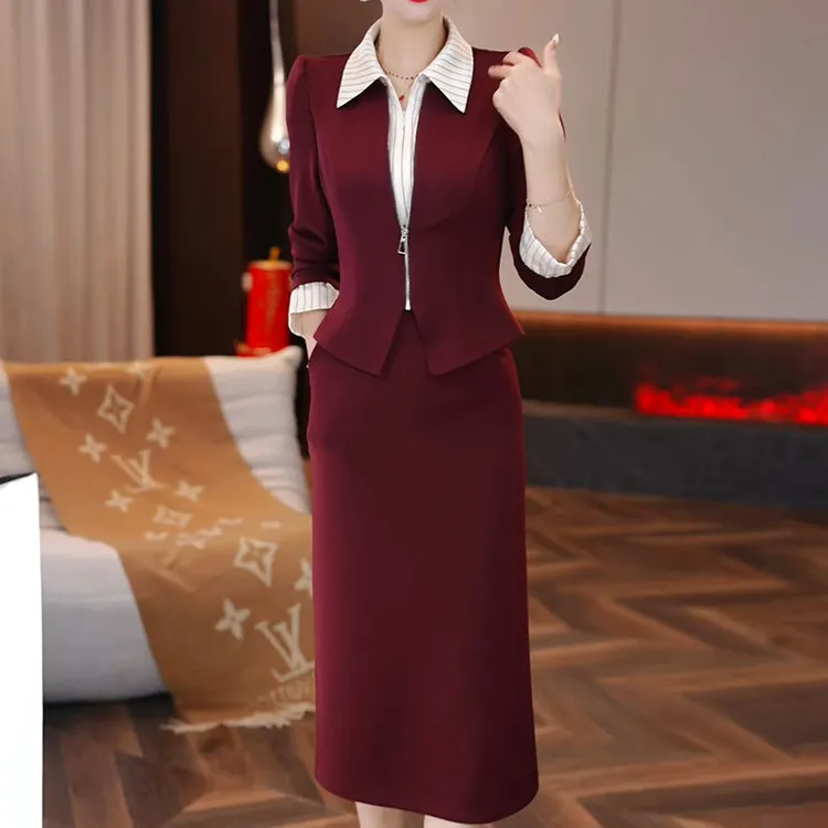 高级云朵空气棉气质时尚假俩件礼服裙2025春季新款POLO领修身裙子