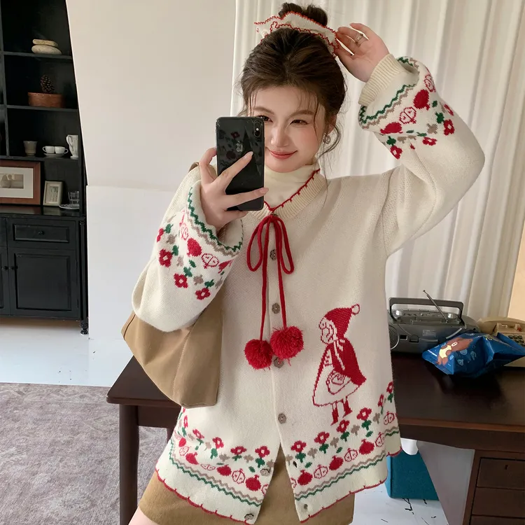 甜美风开衫宽松毛衣YZ00435