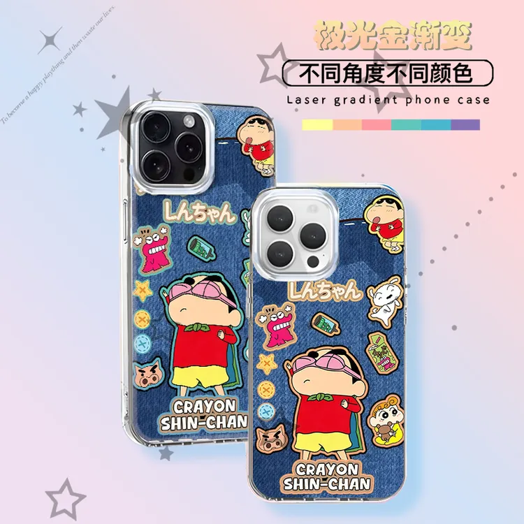 蜡笔小新适用苹果iphone华为VIVO小米OPPO一加动漫极光金手机壳