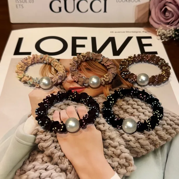 瑞丽小香风发圈头绳气质少女风复古轻奢橡皮筋时尚百搭黑色简约