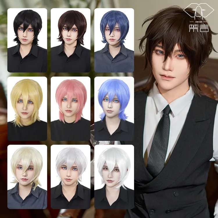 禁言 收脸基础打毛假发少年鬓角刘海加长短发万用cos假发反翘