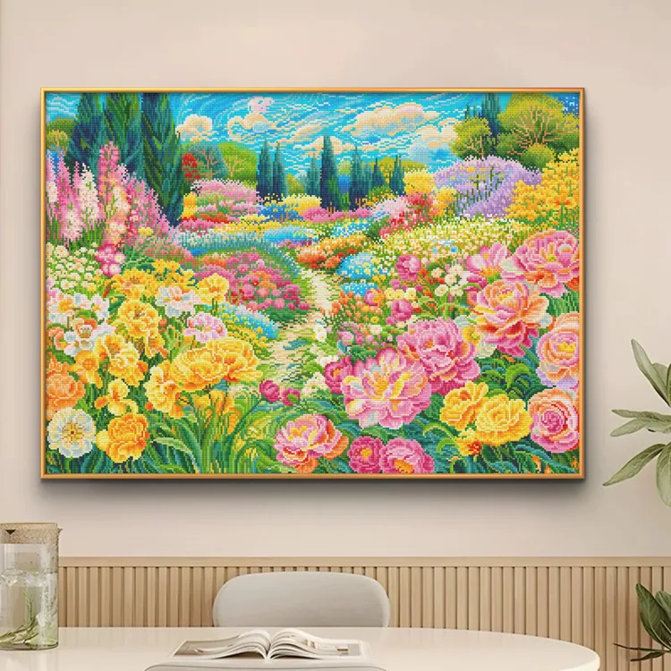 【鱼糯糯定制】新款油画花路十字绣套件75 X100大格四股线绣65色