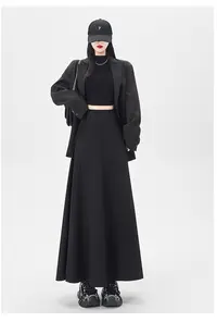 黑色西装半身裙女2025秋季新款高腰遮肚显瘦绝美巨好看的A字伞裙