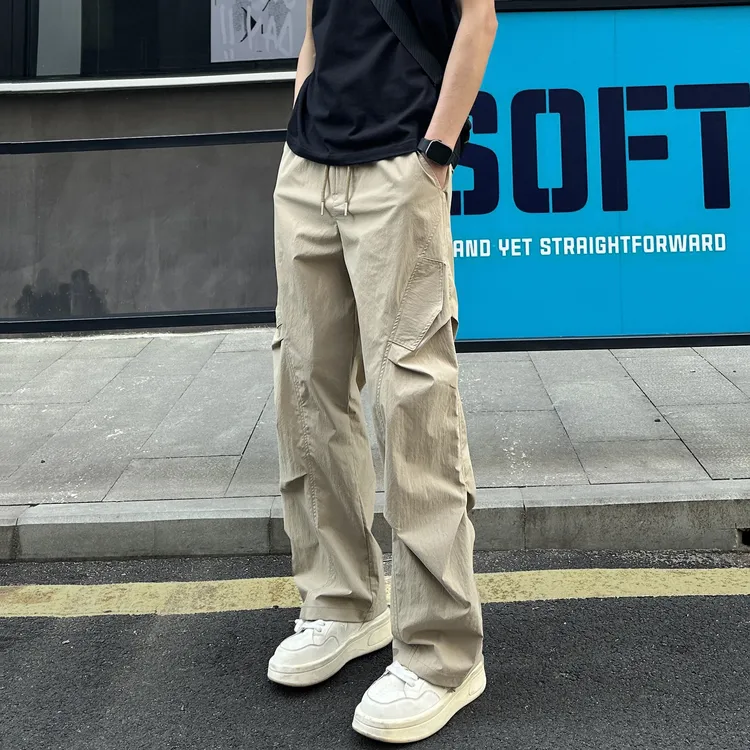 QUALCOMM夏季薄款美式户外冲锋工装裤男女同款新款皱感直筒休闲裤商品图