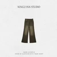NINGLYNN STUDIO 春秋高腰喇叭牛仔裤直筒裤 360209