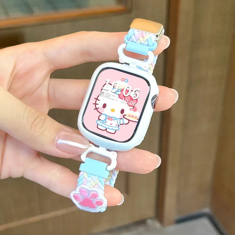 萌喵猫爪编织表带适用iwatch手表S11applewatch苹果手表少女腕带