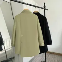 韩版单排扣荷叶袖宽松女圆领西装上衣春秋休闲秋季0097