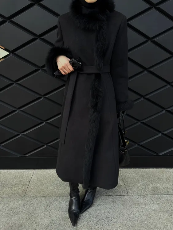 【TING大婷】白鸭绒加厚款保暖长款女常规加厚毛呢