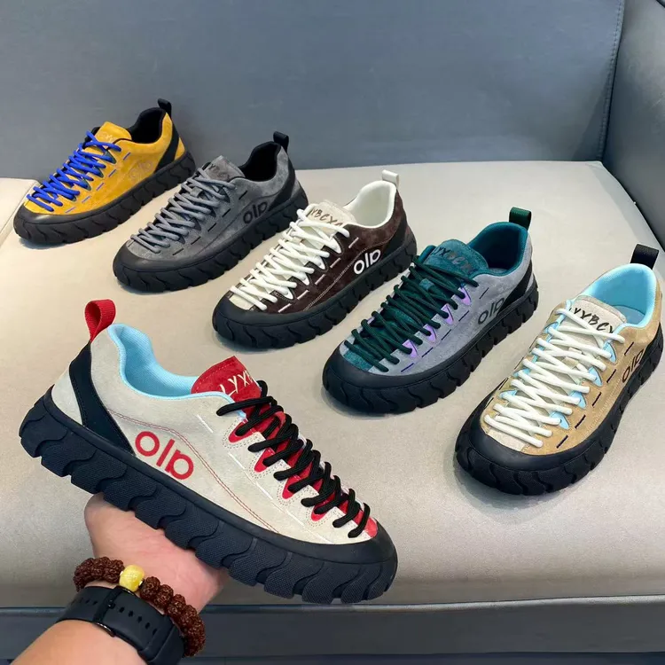 秋季2025磨砂皮拼色平跟透气轻质秋季时尚休闲鞋时尚男鞋运动鞋