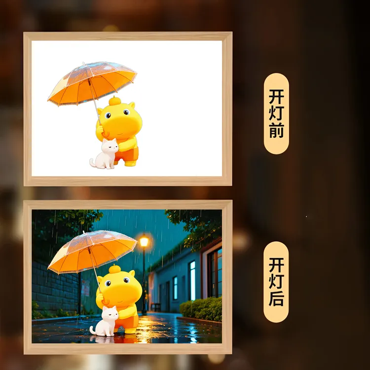 水豚噜噜灯光画装饰氛围小夜灯动漫二次元创意可爱生日礼物装饰画