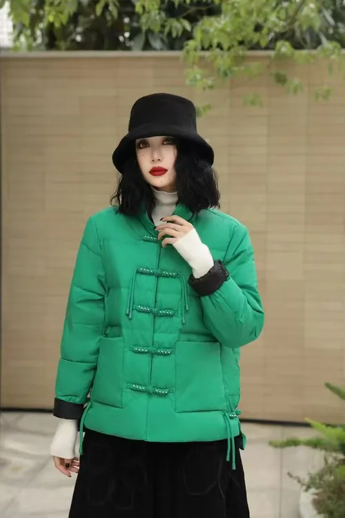 【白鸭绒】冬款新中式国风珍珠盘扣白鸭绒羽绒服