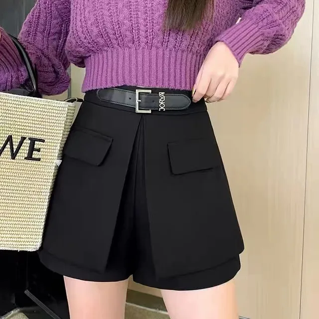 2025新款洋气高腰假腰带女显瘦双层加厚春天短裤裤裙秋冬外穿靴裤