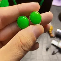 颈饰14K金镶嵌翡翠耳钉