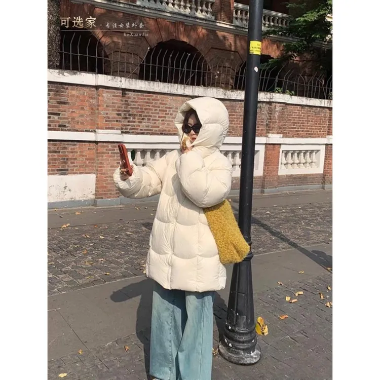 棉服女中长款2025新款学生韩版宽松棉衣大码加厚棉袄过膝外套