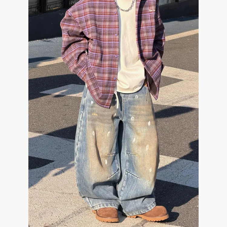 THE LUHAN【卡尔加里画廊】秋冬涂鸦加绒牛仔裤亲子装男童长裤25868